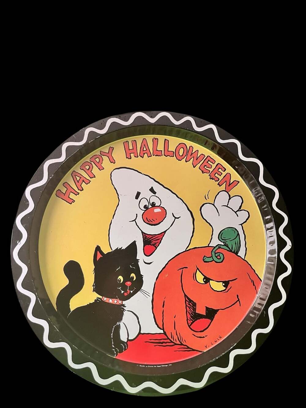 New Design Inc Happy Halloween Serving Tray Ghost Cat Pumpkin